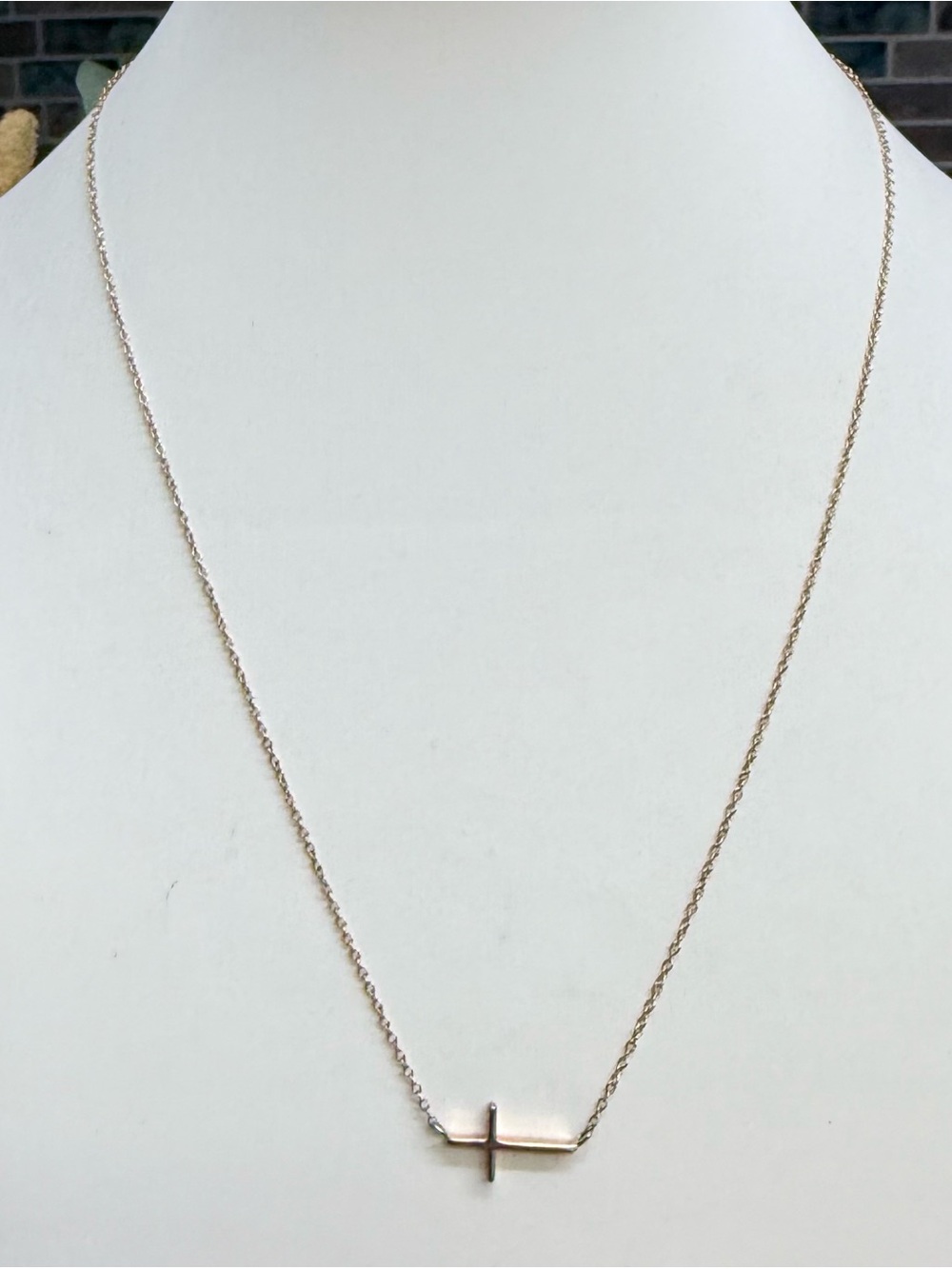 925 Sterling Silver Gold Plated Sideways Cross Necklace Minimalist Dainty Chain